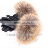 Fashion leather gloves with maomao