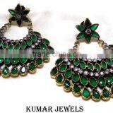 Antique Green Stone Earrings thumbnail-1