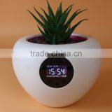Stylish Desktop Flower Pot Vase With Time Temperature Humidity Display thumbnail-4