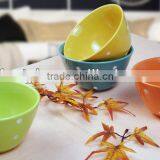 Solid Color Bowl With Polka Dot Decoration thumbnail-1