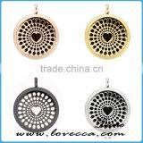New Professional Silver Color Stainless Steel Round Aromatherapy Locket Necklaces thumbnail-6