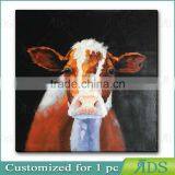 2017 amazon Hotsell 100% Hand Animal Oil Painting Brown Cow with Stretched Frame Contemporary Artwork Ready to Hang 24 x 36 Inch