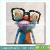 Amazon Top Seller Hand Painted Oil Painting Cute Frog on Canvas Stretched and Framed Modern Pop Canvas Wall Art Decor thumbnail-1