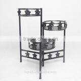 Garden Decor Yard Flower Pot 3-Tiered Folded Plant Pots Tray Rack Metal Black thumbnail-4