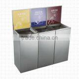 Stainless Steel Triple Waste Bins Recycl Bin for Shopping Mall thumbnail-3
