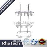 Stainless Steel Modern Home Hardware 3 Tier Wall Mounted Corner Shower Caddy thumbnail-1