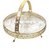 Hot Selling Fruit Bowl Storage Basket With Brass Antique Rack and Glass Bowl thumbnail-1