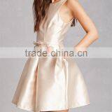 New Cheap Fashion Round Neck Sleeveless On-seam Pockets Pleated Taffeta Dress thumbnail-2