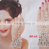 CRYSTAL Beads HANDCOVER GYPSY BRACELET RING Gold Tone thumbnail-1