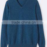High Quality Men's V-neck Cashmere Sweater Blue (BKNM14) thumbnail-3