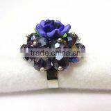 Purple Burst Bead Flower Rings, Fashion Bead Rings, Elegant Flower Rings for Woman thumbnail-1