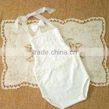 Wholesale Baby Soft Cotton Boutique Romper Infant Girls Plain White Playsuit Lace Bodysuit thumbnail-1