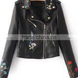 Zm50327b Autumn and Winter New Style Women Clothes Embroidery pu Coats Zipper Jacket Lady Coat thumbnail-3