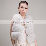 Myfur More Than Trade Women's Fox Fur Vest with White Design