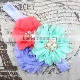 Boutique Tripple Shabby Chiffon Flower Toddler Head Bands In Stock, Girl Baby Hair Accessories thumbnail-4
