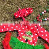 Baby Clothes Christmas Christmas Tree Green Red Tutu Romper White Dot Christmas Romper Kid Romper With Neckalce and Headband thumbnail-4