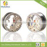 Popular Colorful Diamond Stainless Steel Hollow Out Tree Pierced Ear Plug thumbnail-2