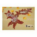 Customized Red Rhinestone Beaded Applique , Evening Gowns Beaded Trim Applique thumbnail-1