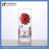 LongRun 9oz Flowers Printed Drinking Water Cylindrical Glass Cup Wholesale thumbnail-2