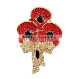 New Arrival Korean Brooches For Women Red Crystal Poppy Brooch pins