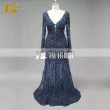 2017 Latest Fashion Long Sleeve Open Back Sheath Evening Dress