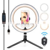 Desktop Mount 10 Inch 26cm LED Ring Light with Tripod Stand and Phone Clamp