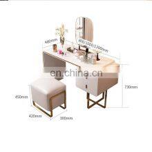 Bedroom Modern Style Wood Big Mirror Dresser Glossy White Makeup Table With Stool