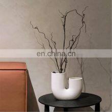 Amazon Hot Selling U- Shape White Creative Decorative Ceramic Crafts Vase Home Decor Office Desktop thumbnail-5