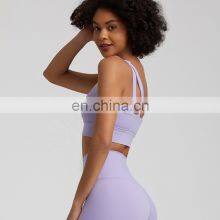 High Neck Hollow Out High Quality Breathable Yoga Tops Gym Backless Crop Sports Bras Nylon Spandex thumbnail-5