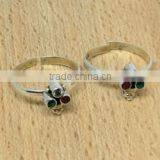 Unique Design !! Multi Stone 925 Sterling Silver Toe Ring, For Beautiful Foot, 925 Sterling Silver Jewelry thumbnail-1