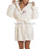 Wholesale Knee Length Soft Warm Women's Fleece Hooded Bathrobe thumbnail-1