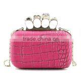 Handcee Purple RHINESTONE Ring Ladies Evening Clutch Bag With Skull thumbnail-5