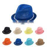Korean Style Head Accessories Paper Straw Hats Women Pearl Fedora Hat thumbnail-1