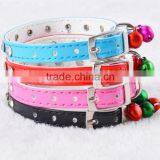 2015 Wholesale High Grade PU Pet Collars Rhinestone Dog Collar With Bell Pet Accessories