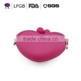 China factory heart shape silicone coin purse / silicone coin bag card bag for christmas gifts