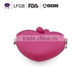 China Factory Heart Shape Silicone Coin Purse / Silicone Coin Bag Card Bag for Christmas Gifts