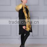Brand Fashion Womens Genuine Fox Fur Lining Parka With Raccoon Fur Hood thumbnail-3