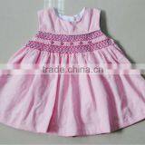 Pink Stripe Seersucker Smocked Children Clothing Wholesale thumbnail-6