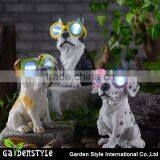 Promotional Customized Various Polyresin Dog Statues Solar Lighting For Garden