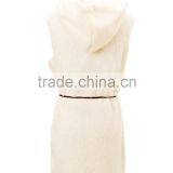 Casual Fleece Sleeveless Hooded Sweater Vest With Belt thumbnail-2