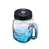 400ml Glass Bottle Mason Jars With Color Painted Wholesale With Caps and Straws thumbnail-3
