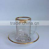 Custom Fashion Elegant Product Drinking Cup With Handle/A Cup and Saucer Decorated With Gold thumbnail-3