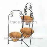 Antique 3 Tires Metal Plant Holder With Coco Fiber thumbnail-1