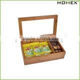 Flat Tea Box Bamboo, Handmade, All Natural Oil Finish, 8 Adjustable Compartments thumbnail-1