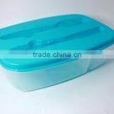 Microwave Safe Plastic 2 Compartments Lunch Box With Fork and Knife on Lid thumbnail-4