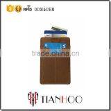 Card Sleeve Slim Wallet Full Grain Leather Front Pocket RFID Blocking Minimalist Card Holder