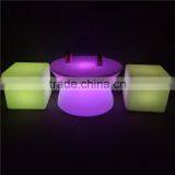 Outdoor Furniture IP68 PE Materia Garden RGB LED Lights Illuminated Small Round Bar Table and Chair for Party and Event thumbnail-2