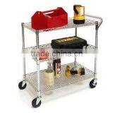 3-tier Metal Utility Storage Cart,Chrome