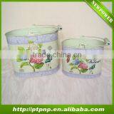 INDOOR FLOWER PLANT POT METAL PINK ROSES VINTAGE CHIC WEDDING DECOR ROUND/OVAL thumbnail-1