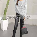 Warm Sexy Artificial Leather PU Female Fleece Pants thumbnail-3